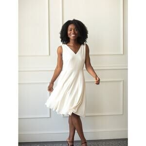 Gal Meets Glam Kendra Cream‎ Sleeveless Fit N Flare Dress Size 8 FLAWED